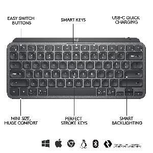 Logitech MX Keys Mini Minimalist Wireless Illuminated Keyboard, Compact, Bluetooth, Backlit, USB-C, Compatible with Apple macOS, iOS, Windows, Linux, Android, Metal Build-Rose